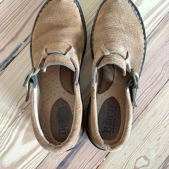 Born - Brown Leather Mary Jane Clog Flats - Picture 5 of 10